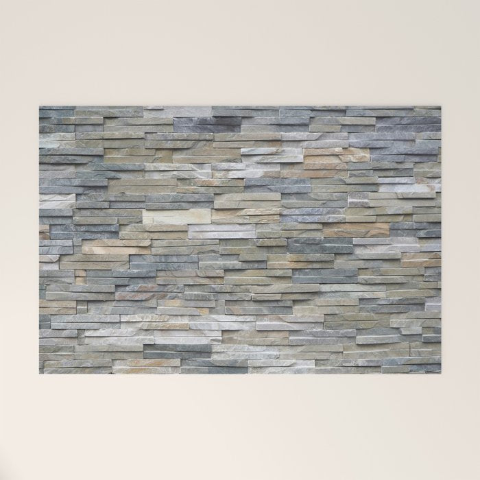 Gray Slate Stone Brick Texture Faux Wall Welcome Mat Gallery Image 1