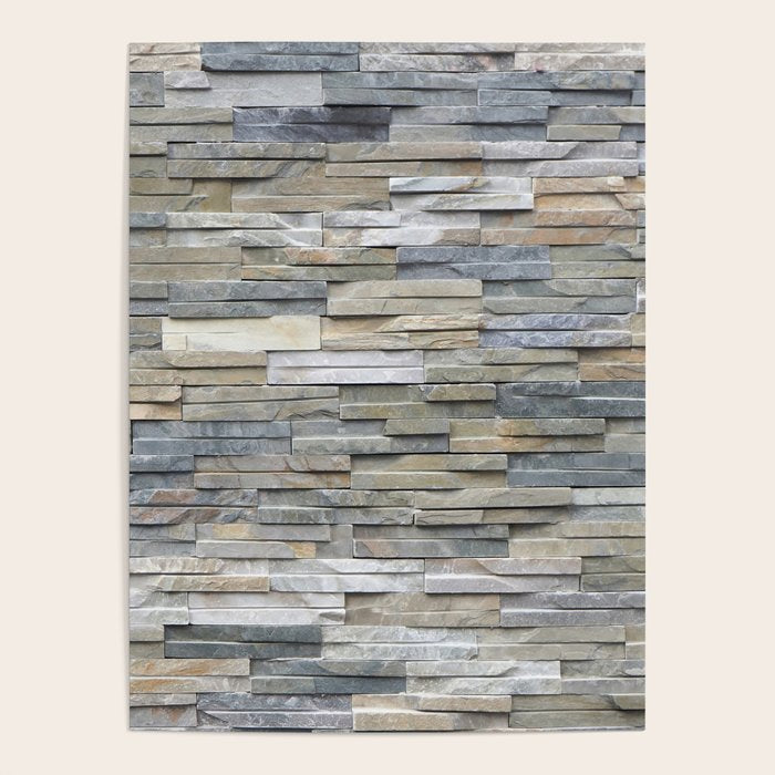Gray Slate Stone Brick Texture Faux Wall Poster Gallery Image 4
