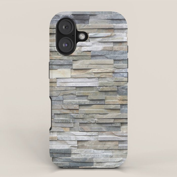 Gray Slate Stone Brick Texture Faux Wall iPhone Case Gallery Image 1