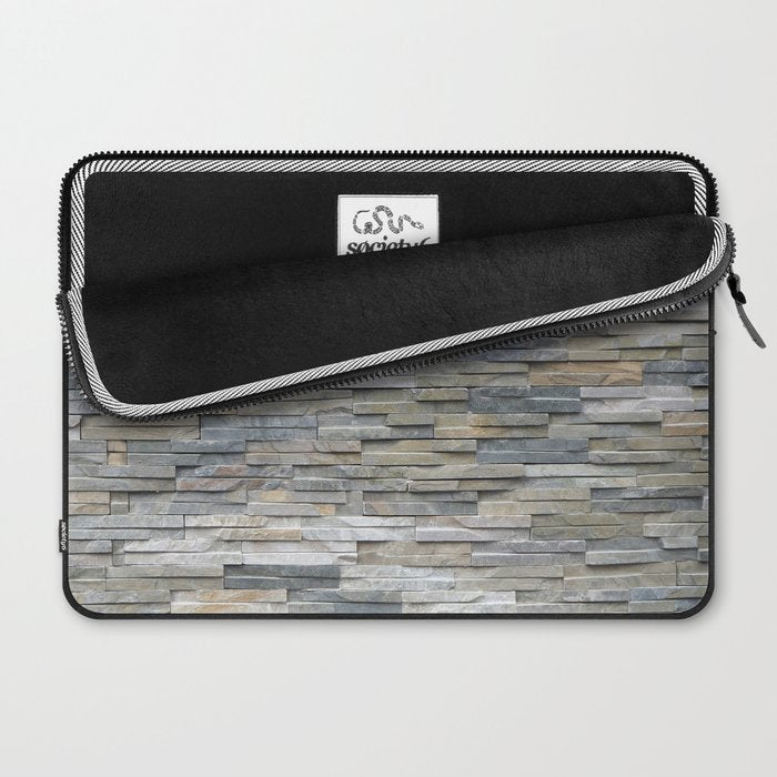Gray Slate Stone Brick Texture Faux Wall Laptop Sleeve Gallery Image 2