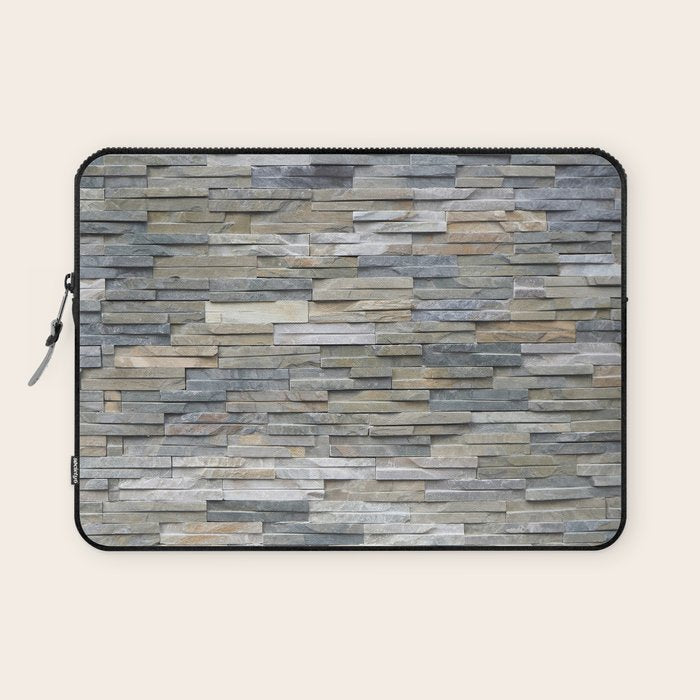 Gray Slate Stone Brick Texture Faux Wall Laptop Sleeve Gallery Image 1