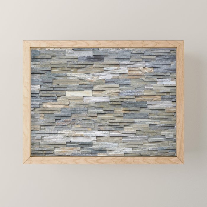 Gray Slate Stone Brick Texture Faux Wall Mini Art Print Gallery Image 1