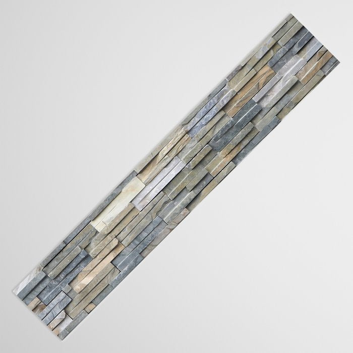 Gray Slate Stone Brick Texture Faux Wall Table Runner Gallery Image 3