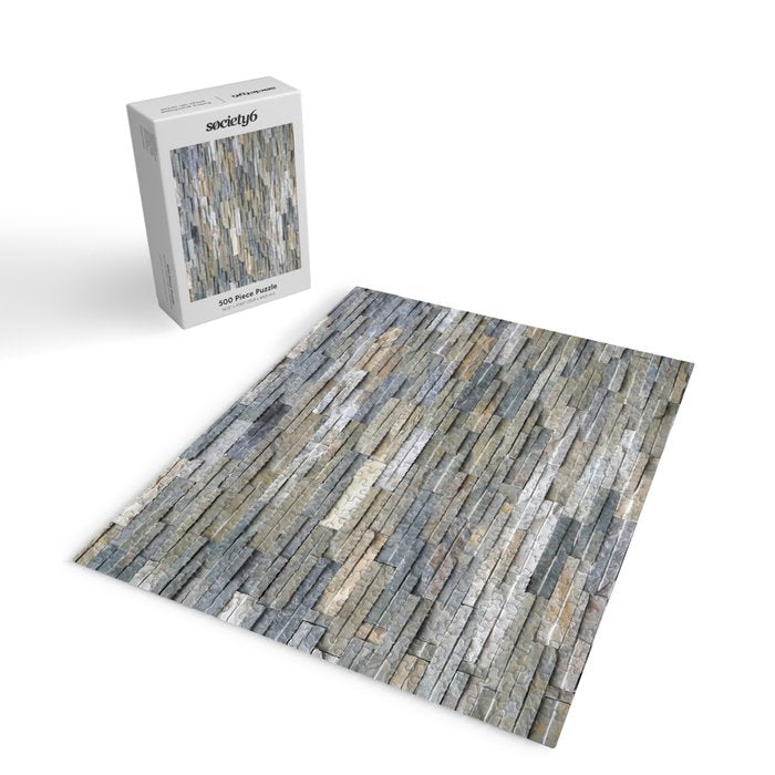 Gray Slate Stone Brick Texture Faux Wall Jigsaw Puzzle Gallery Image 2