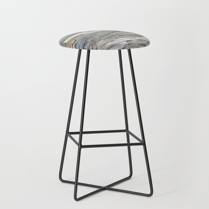 Gray Slate Stone Brick Texture Faux Wall Stool Gallery Image 1