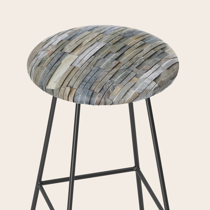 Gray Slate Stone Brick Texture Faux Wall Stool Gallery Image 2
