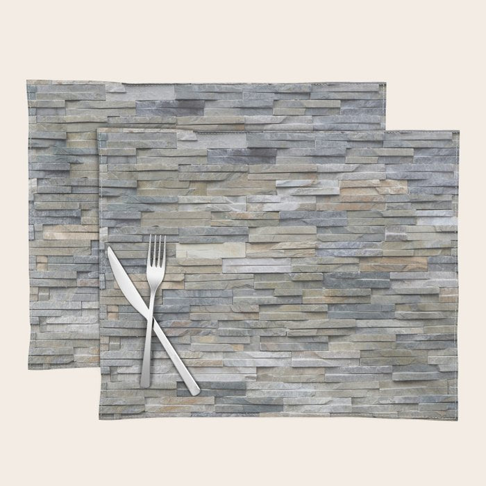 Gray Slate Stone Brick Texture Faux Wall Placemat Gallery Image 1