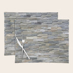 Gray Slate Stone Brick Texture Faux Wall Placemat Gallery Image 1