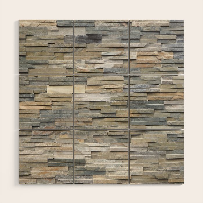 Gray Slate Stone Brick Texture Faux Wall Wood Wall Art Gallery Image 1