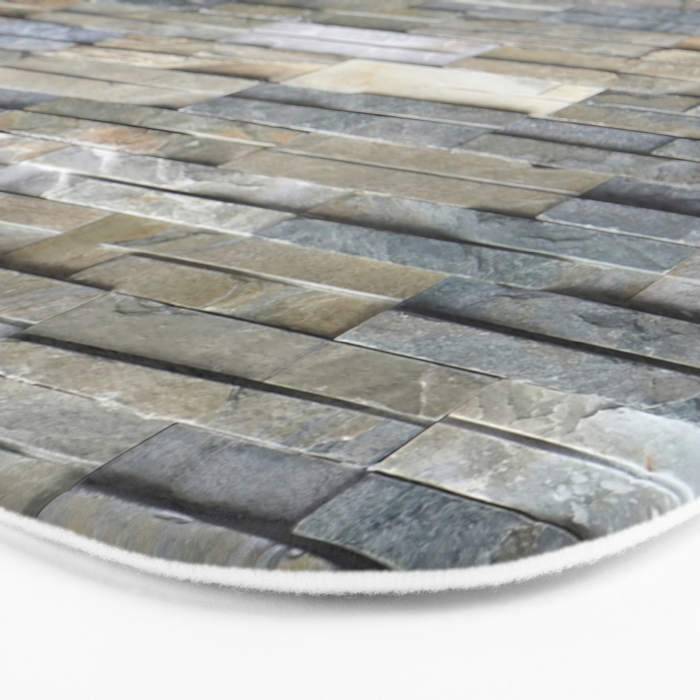 Gray Slate Stone Brick Texture Faux Wall Bath Mat Gallery Image 3