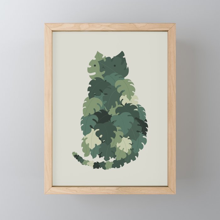 Cat Plants: Meowstera Mini Art Print Gallery Image 1