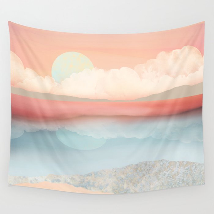 Mint Moon Beach Wall Tapestry Gallery Image 1