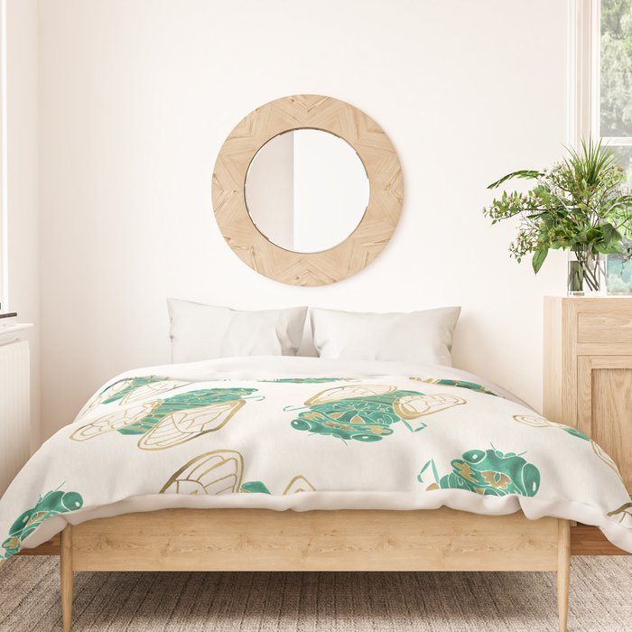 Cicada - Green & Gold Duvet Cover Gallery Image 3