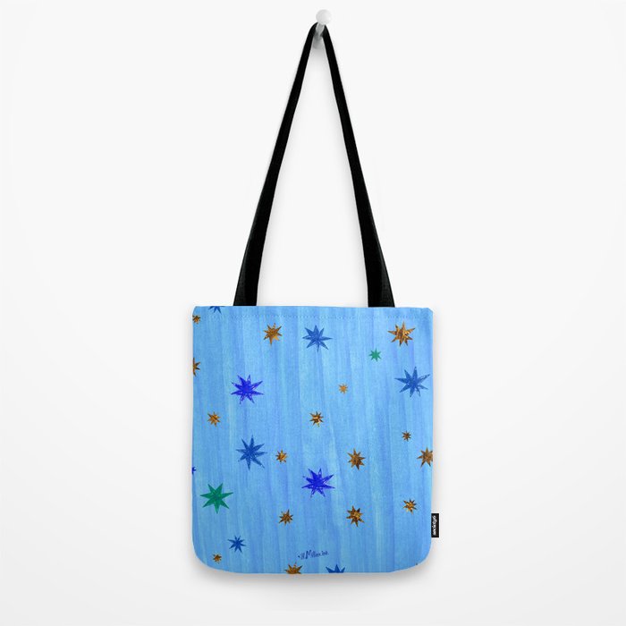 Celestial Star Twinkle in Blue Watercolor Tote Bag Gallery Image 2