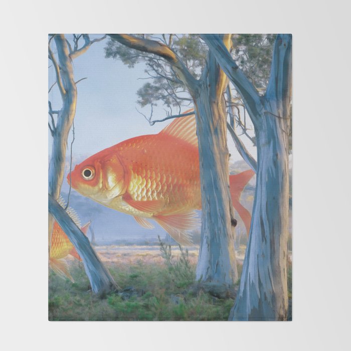 grazing goldfish Throw Blanket Gallery Image 2