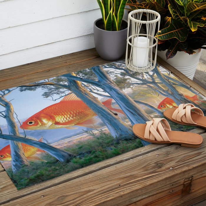 grazing goldfish Outdoor Rug Gallery Image 2