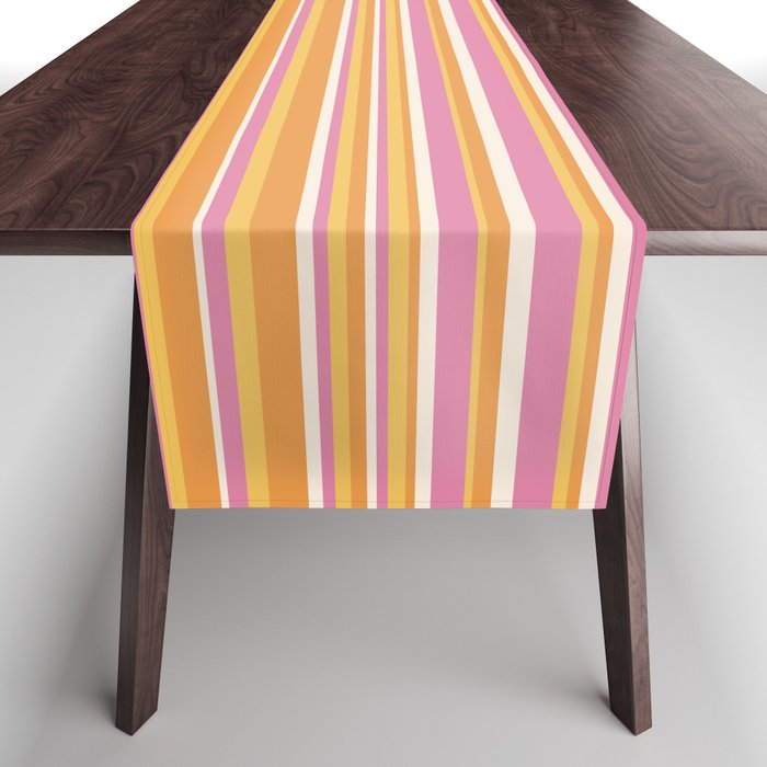 Classic Stripes XXV - Pink Orange Yellow Table Runner Gallery Image 1