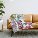 Summer Fruits Botanical Illustration Collage Throw Blanket Gallery Image 1