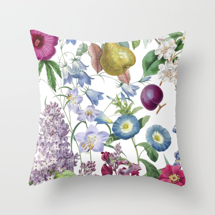 Summer Fruits Botanical Illustration Collage Throw Pillow Gallery Image 1