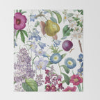 Summer Fruits Botanical Illustration Collage Throw Blanket Gallery Image 2