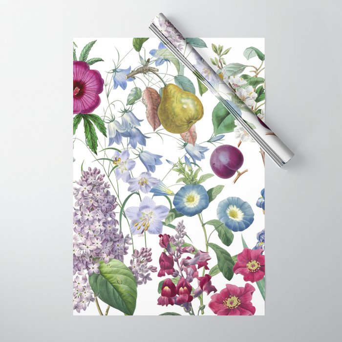 Summer Fruits Botanical Illustration Collage Wrapping Paper Gallery Image 1