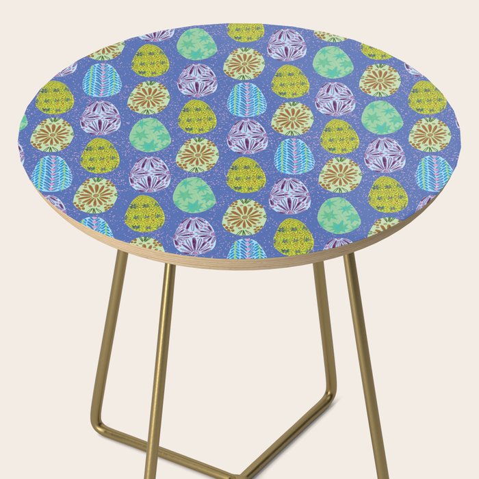 Colorful Folk Art Easter Eggs in Lavender & Green Side Table Gallery Image 2