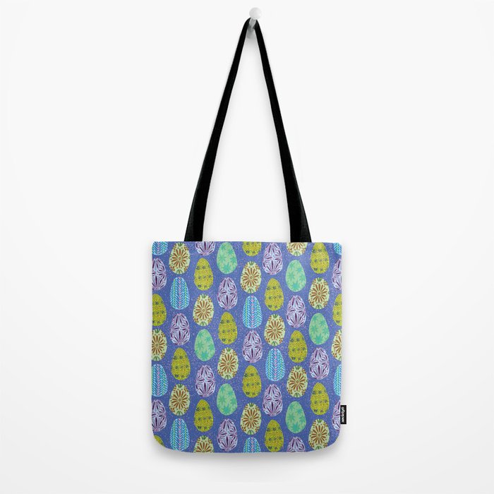 Colorful Folk Art Easter Eggs in Lavender & Green Tote Bag Gallery Image 2