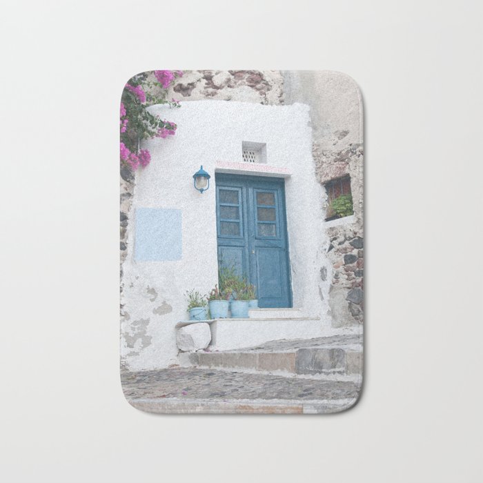 Santorini Oia Blue Door Dream #1 #minimal #wall #decor #art #society6 Bath Mat Gallery Image 1