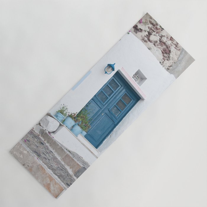 Santorini Oia Blue Door Dream #1 #minimal #wall #decor #art #society6 Yoga Mat Gallery Image 1