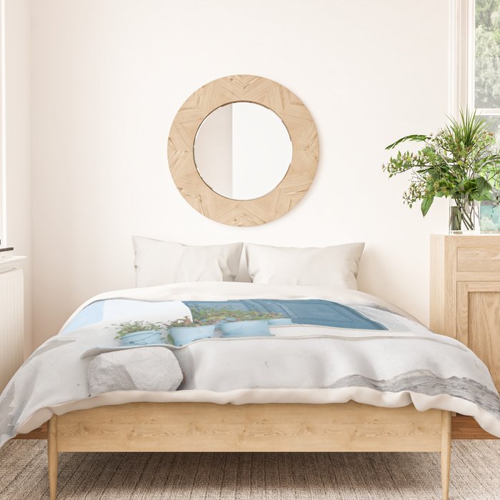 Santorini Oia Blue Door Dream #1 #minimal #wall #decor #art #society6 Duvet Cover Gallery Image 3