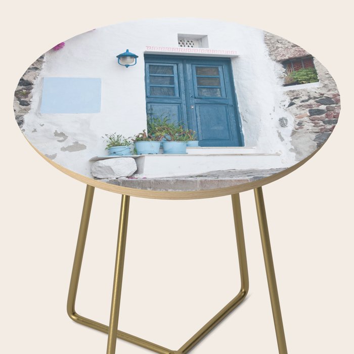 Santorini Oia Blue Door Dream #1 #minimal #wall #decor #art #society6 Side Table Gallery Image 2