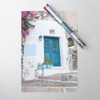Santorini Oia Blue Door Dream #1 #minimal #wall #decor #art #society6 Wrapping Paper Gallery Image 1