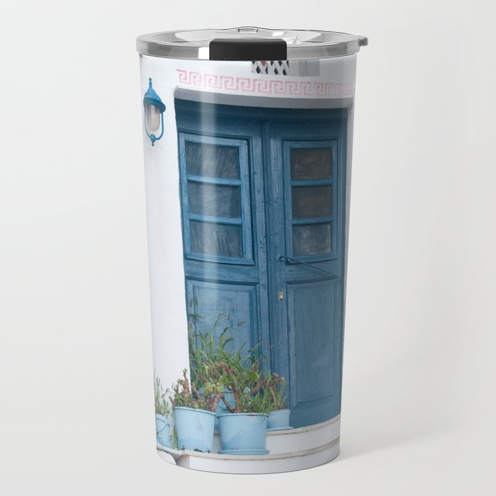 Santorini Oia Blue Door Dream #1 #minimal #wall #decor #art #society6 Travel Mug Gallery Image 1