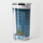Santorini Oia Blue Door Dream #1 #minimal #wall #decor #art #society6 Travel Mug Gallery Image 1