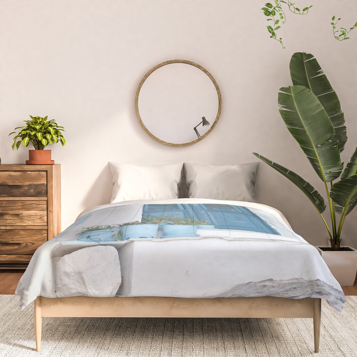 Santorini Oia Blue Door Dream #1 #minimal #wall #decor #art #society6 Comforter Gallery Image 3