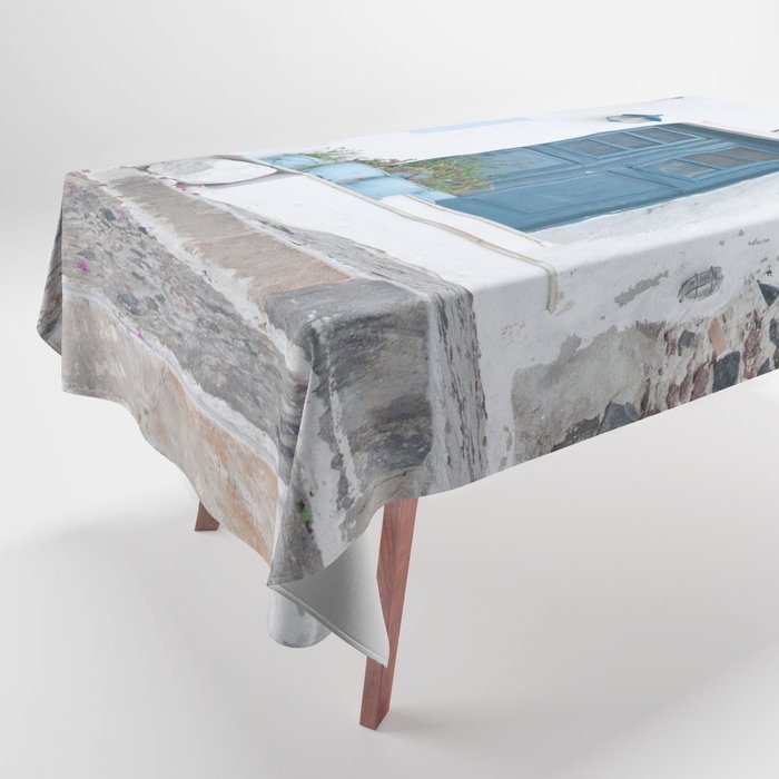 Santorini Oia Blue Door Dream #1 #minimal #wall #decor #art #society6 Tablecloth Gallery Image 1