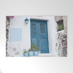 Santorini Oia Blue Door Dream #1 #minimal #wall #decor #art #society6 Welcome Mat Gallery Image 1
