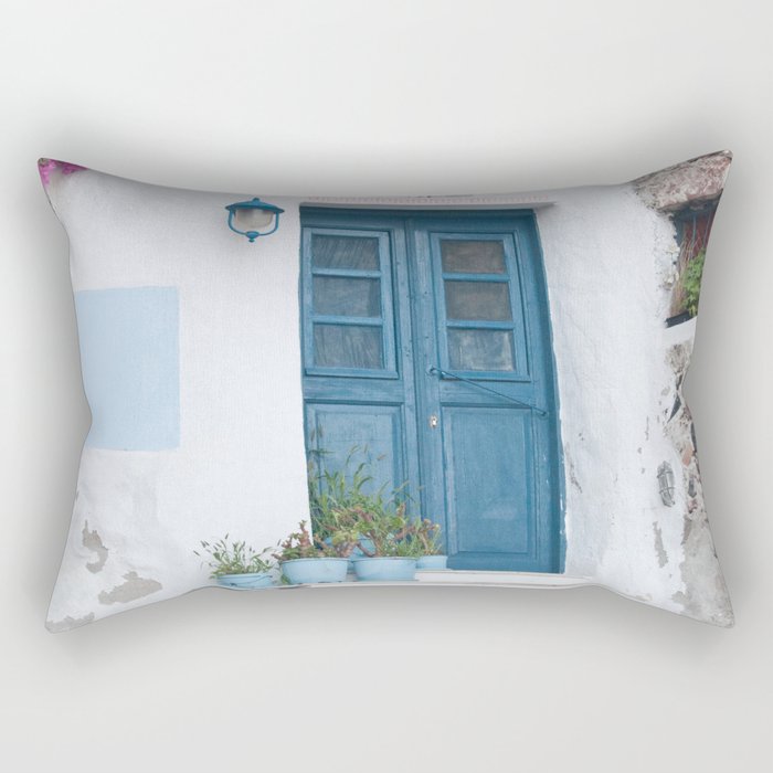 Santorini Oia Blue Door Dream #1 #minimal #wall #decor #art #society6 Rectangular Pillow Gallery Image 2