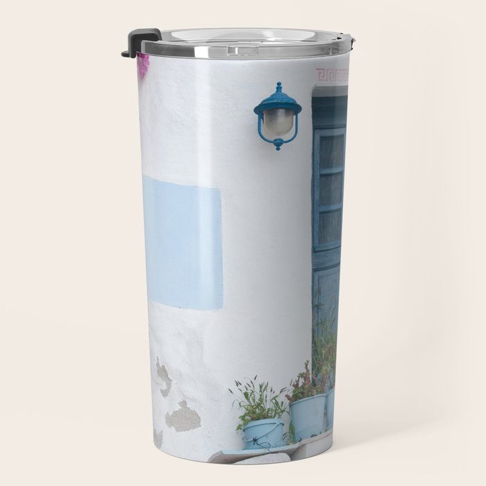 Santorini Oia Blue Door Dream #1 #minimal #wall #decor #art #society6 Travel Mug Gallery Image 3