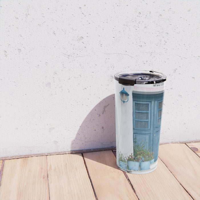 Santorini Oia Blue Door Dream #1 #minimal #wall #decor #art #society6 Travel Mug Gallery Image 4