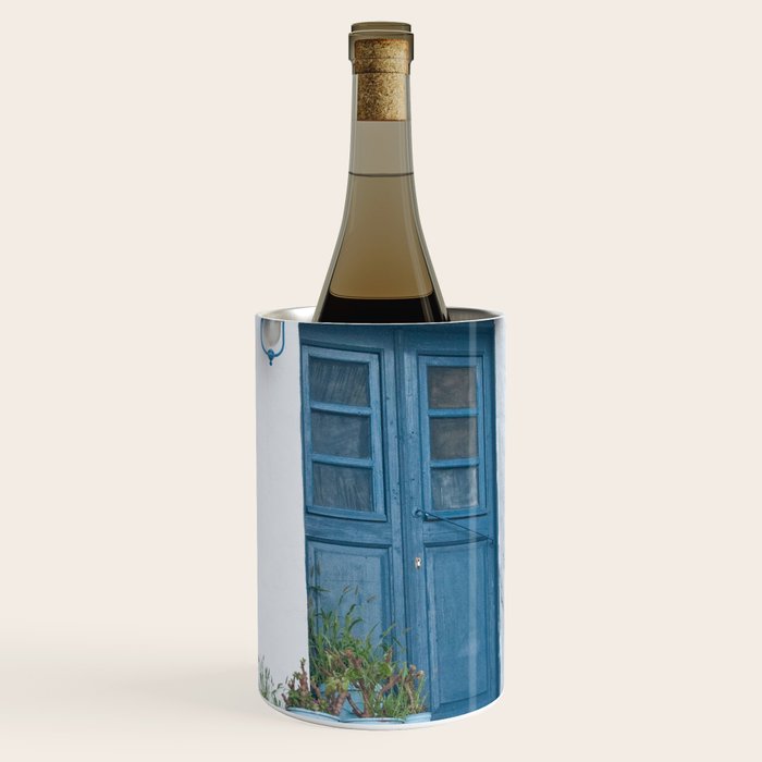 Santorini Oia Blue Door Dream #1 #minimal #wall #decor #art #society6 Wine Chiller Gallery Image 1
