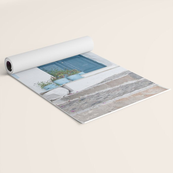 Santorini Oia Blue Door Dream #1 #minimal #wall #decor #art #society6 Yoga Mat Gallery Image 2