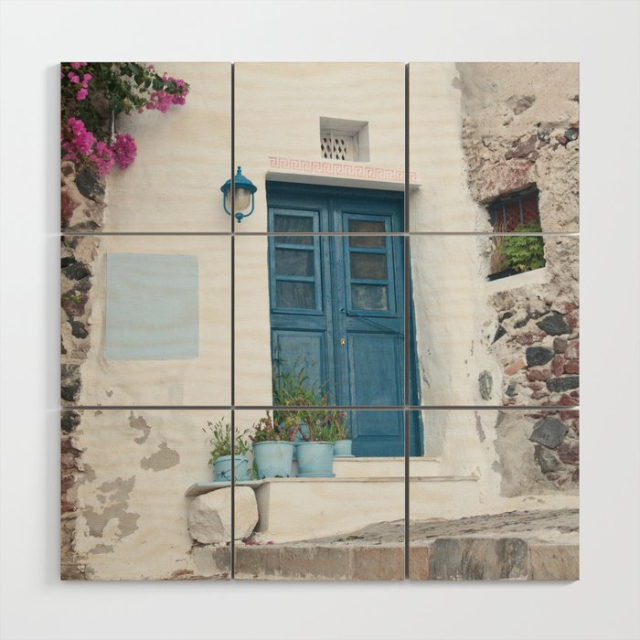 Santorini Oia Blue Door Dream #1 #minimal #wall #decor #art #society6 Wood Wall Art Gallery Image 1