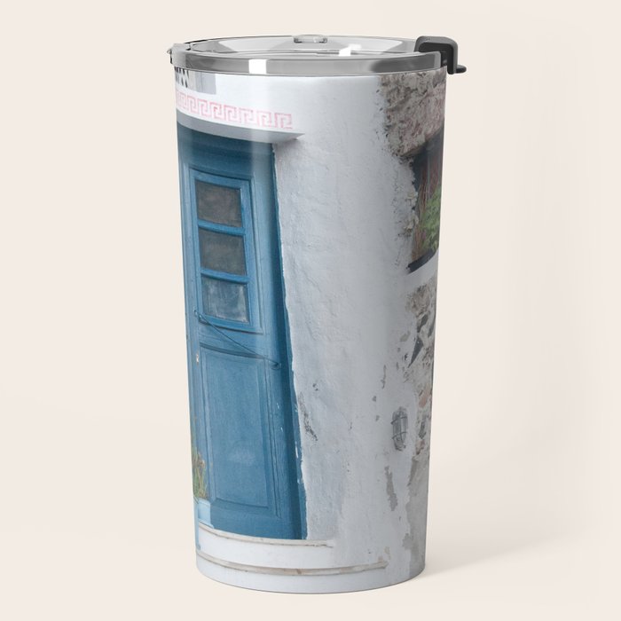 Santorini Oia Blue Door Dream #1 #minimal #wall #decor #art #society6 Travel Mug Gallery Image 2