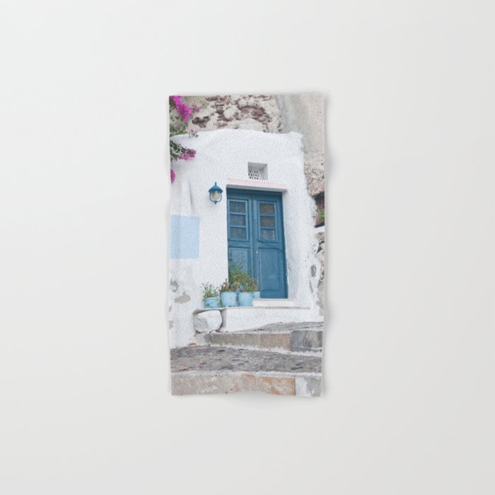 Santorini Oia Blue Door Dream #1 #minimal #wall #decor #art #society6 Bath Towel Gallery Image 1