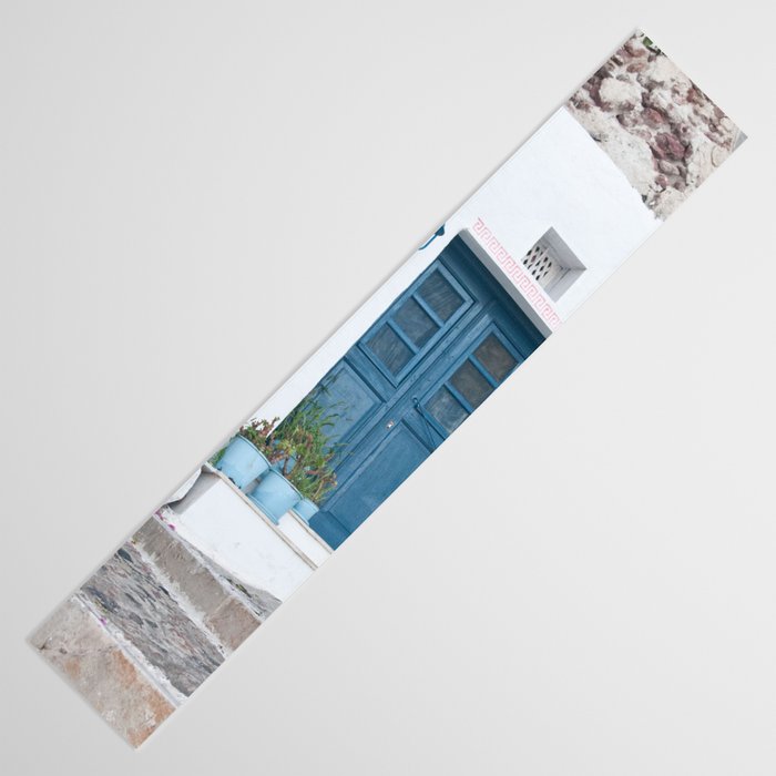 Santorini Oia Blue Door Dream #1 #minimal #wall #decor #art #society6 Table Runner Gallery Image 3