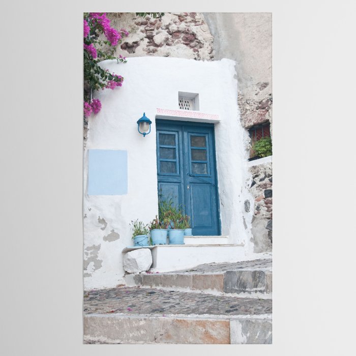 Santorini Oia Blue Door Dream #1 #minimal #wall #decor #art #society6 Tablecloth Gallery Image 2