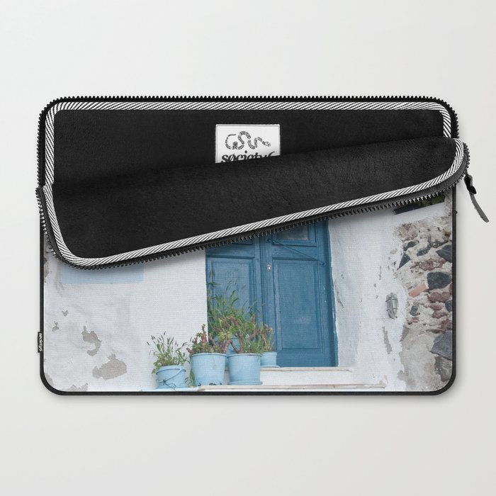 Santorini Oia Blue Door Dream #1 #minimal #wall #decor #art #society6 Laptop Sleeve Gallery Image 2