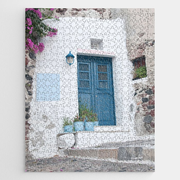 Santorini Oia Blue Door Dream #1 #minimal #wall #decor #art #society6 Jigsaw Puzzle Gallery Image 1