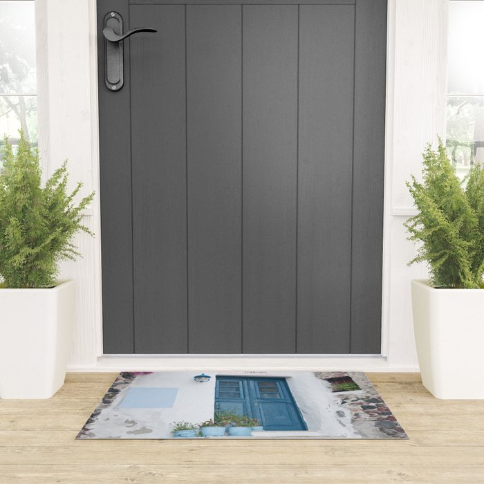 Santorini Oia Blue Door Dream #1 #minimal #wall #decor #art #society6 Welcome Mat Gallery Image 3